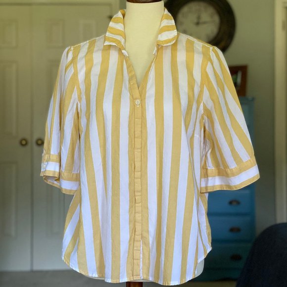 yellow striped button down